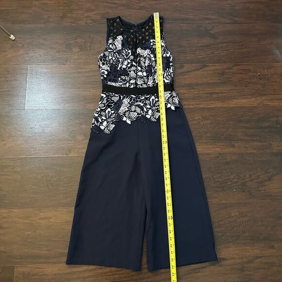 Adelyn Rae navy blue embroidered top cropped jumpsuit size XS - Picture 9 of 11